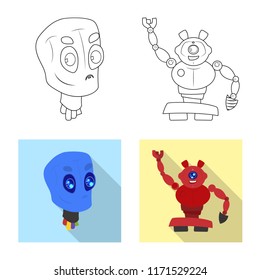 Isolated object of robot and factory sign. Collection of robot and space stock symbol for web.