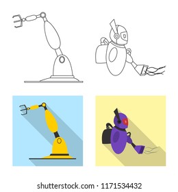 Isolated object of robot and factory sign. Collection of robot and space stock symbol for web.