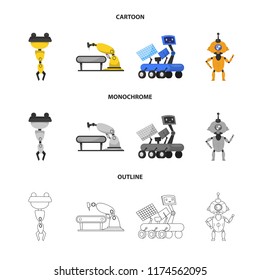 Isolated object of robot and factory sign. Collection of robot and space vector icon for stock.