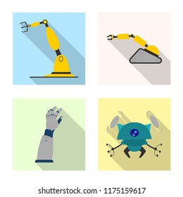 Isolated object of robot and factory sign. Collection of robot and space stock symbol for web.