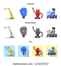 Isolated object of robot and factory sign. Set of robot and space stock symbol for web.