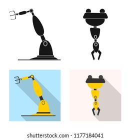 Isolated object of robot and factory sign. Set of robot and space stock symbol for web.
