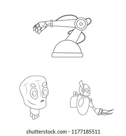 Isolated object of robot and factory sign. Set of robot and space stock symbol for web.