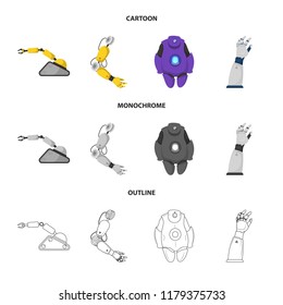 Isolated object of robot and factory sign. Set of robot and space stock vector illustration.