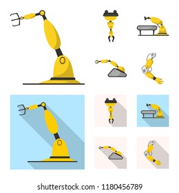 Isolated object of robot and factory sign. Set of robot and space stock vector illustration.