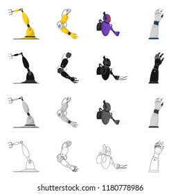 Isolated object of robot and factory sign. Collection of robot and space vector icon for stock.