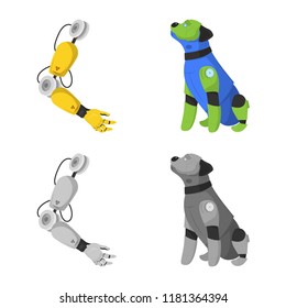 Isolated object of robot and factory sign. Set of robot and space vector icon for stock.