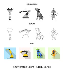 Isolated object of robot and factory sign. Set of robot and space stock symbol for web.