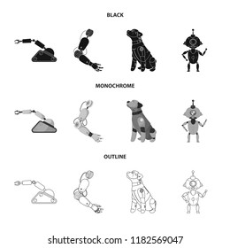 Isolated object of robot and factory sign. Set of robot and space vector icon for stock.