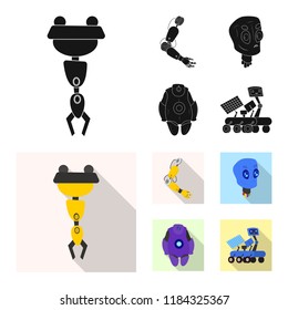 Isolated object of robot and factory sign. Set of robot and space stock vector illustration.