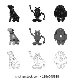 Isolated object of robot and factory sign. Collection of robot and space stock symbol for web.
