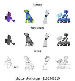 Isolated object of robot and factory sign. Collection of robot and space stock symbol for web.