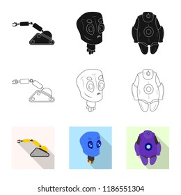 Isolated object of robot and factory sign. Set of robot and space vector icon for stock.