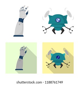 Isolated object of robot and factory sign. Set of robot and space stock vector illustration.