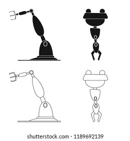 Isolated object of robot and factory sign. Set of robot and space stock vector illustration.