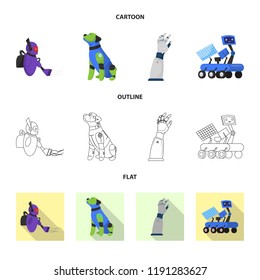 Isolated object of robot and factory sign. Collection of robot and space vector icon for stock.