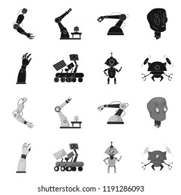 Isolated object of robot and factory sign. Collection of robot and space stock symbol for web.