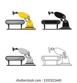 Isolated object of robot and factory sign. Set of robot and space stock symbol for web.