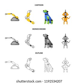 Isolated object of robot and factory sign. Collection of robot and space stock vector illustration.