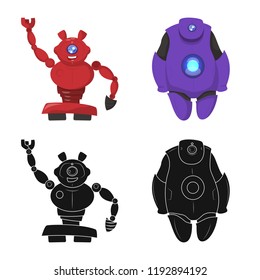 Isolated object of robot and factory sign. Set of robot and space stock symbol for web.