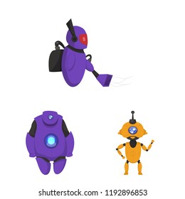 Isolated object of robot and factory sign. Set of robot and space stock symbol for web.
