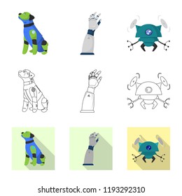 Isolated object of robot and factory sign. Set of robot and space stock symbol for web.