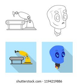 Isolated object of robot and factory sign. Set of robot and space stock vector illustration.