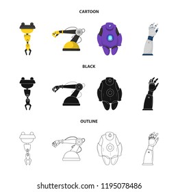 Isolated object of robot and factory sign. Collection of robot and space vector icon for stock.