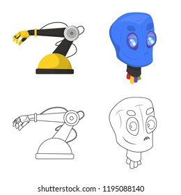 Isolated object of robot and factory sign. Collection of robot and space vector icon for stock.