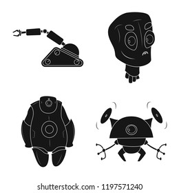 Isolated object of robot and factory sign. Set of robot and space stock vector illustration.