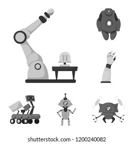 Isolated object of robot and factory sign. Set of robot and space stock vector illustration.