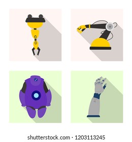 Isolated object of robot and factory sign. Set of robot and space stock symbol for web.