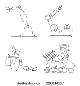 Isolated object of robot and factory sign. Set of robot and space stock vector illustration.