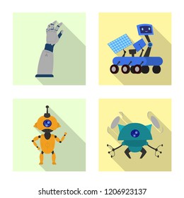 Isolated object of robot and factory sign. Set of robot and space stock symbol for web.
