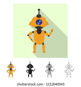 Isolated object of robot and factory sign. Set of robot and space stock vector illustration.