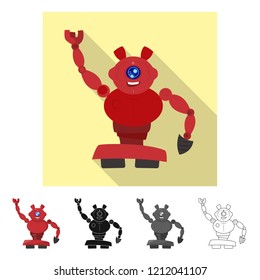 Isolated object of robot and factory sign. Set of robot and space stock symbol for web.