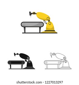 Isolated object of robot and factory sign. Set of robot and space stock symbol for web.