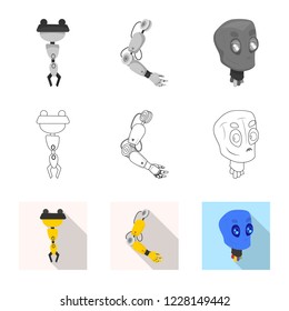 Isolated object of robot and factory sign. Collection of robot and space stock vector illustration.