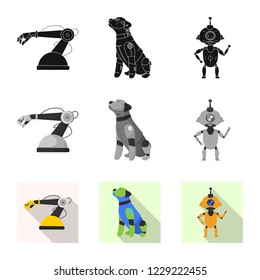 Isolated object of robot and factory sign. Set of robot and space stock symbol for web.