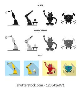 Isolated object of robot and factory sign. Collection of robot and space stock vector illustration.