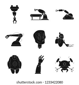 Isolated object of robot and factory sign. Set of robot and space vector icon for stock.
