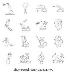 Isolated object of robot and factory sign. Set of robot and space vector icon for stock.