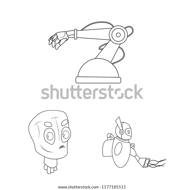 Isolated Object Robot Factory Sign Set Stock Vector Royalty Free