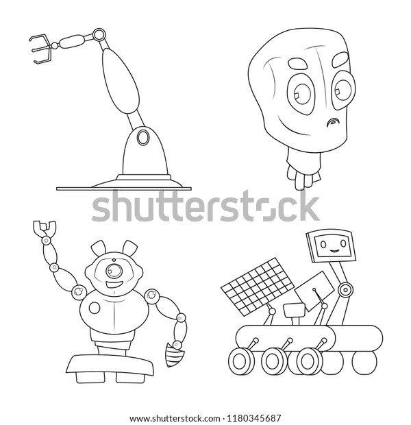 Isolated Object Robot Factory Sign Collection Stock Vector Royalty Free