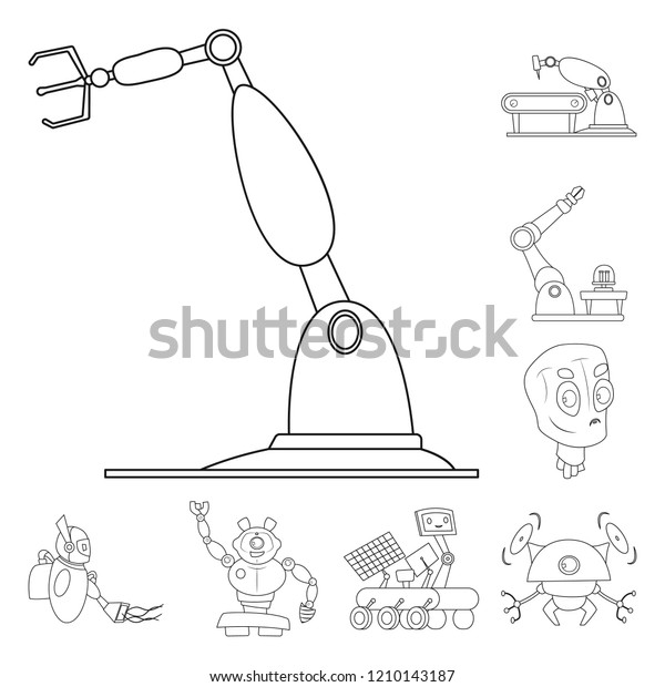 Isolated Object Robot Factory Sign Collection Stock Vector Royalty Free