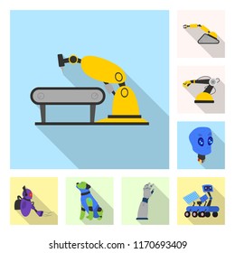 Isolated object of robot and factory symbol. Collection of robot and space stock vector illustration.