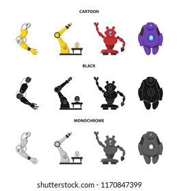 Isolated object of robot and factory symbol. Collection of robot and space vector icon for stock.