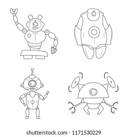 Isolated object of robot and factory symbol. Set of robot and space stock symbol for web.