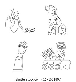 Isolated object of robot and factory symbol. Collection of robot and space stock symbol for web.