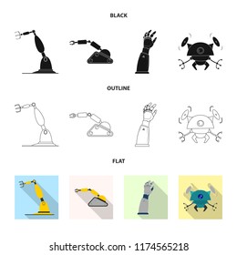 Isolated object of robot and factory symbol. Collection of robot and space stock symbol for web.